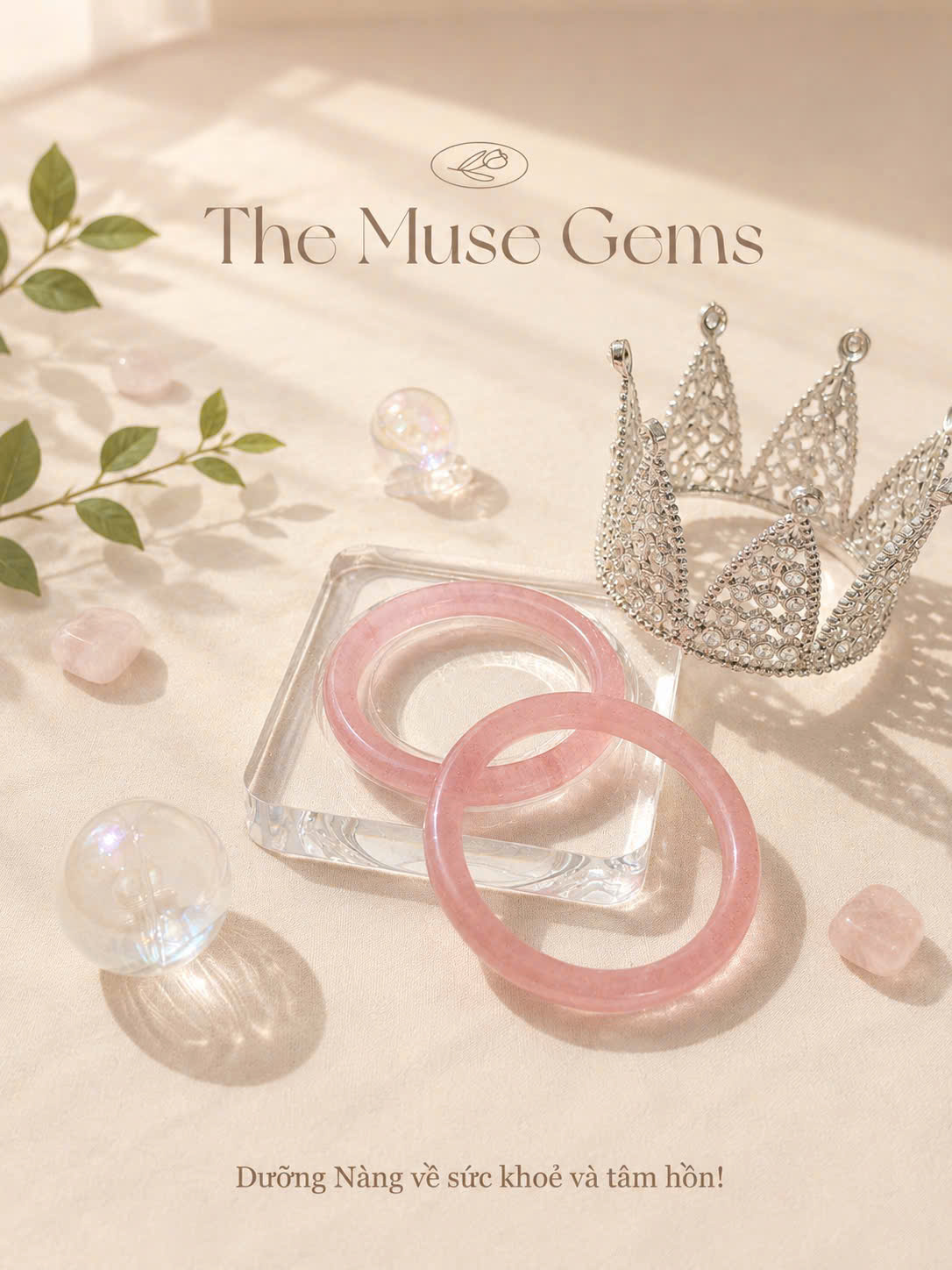 Vòng Thạch anh Dâu hồng tự nhiên nhà Muse