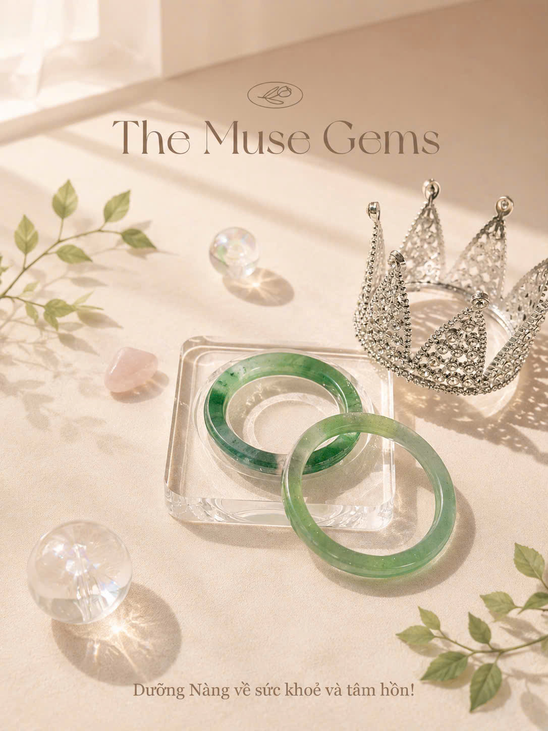 Vòng Thạch anh Dâu xanh tự nhiên nhà Muse